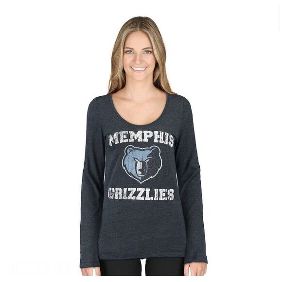 Memphis Grizzlies 5th & Ocean by New Era Women's S Glitter‎ Logo Tri-Blend Long - Picture 1 of 9